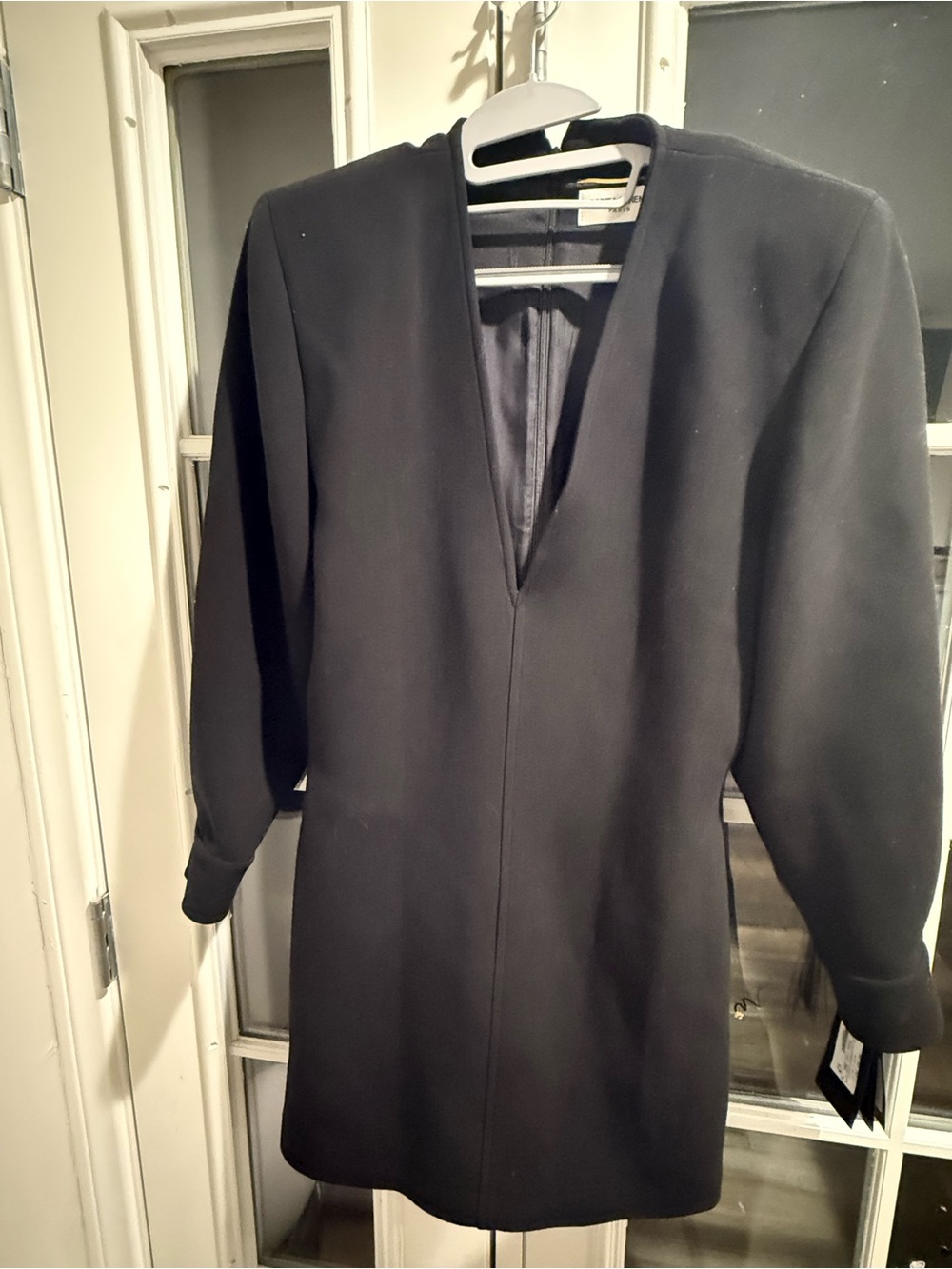 Saint Laurent Black Classic Dress Brass Button Detail